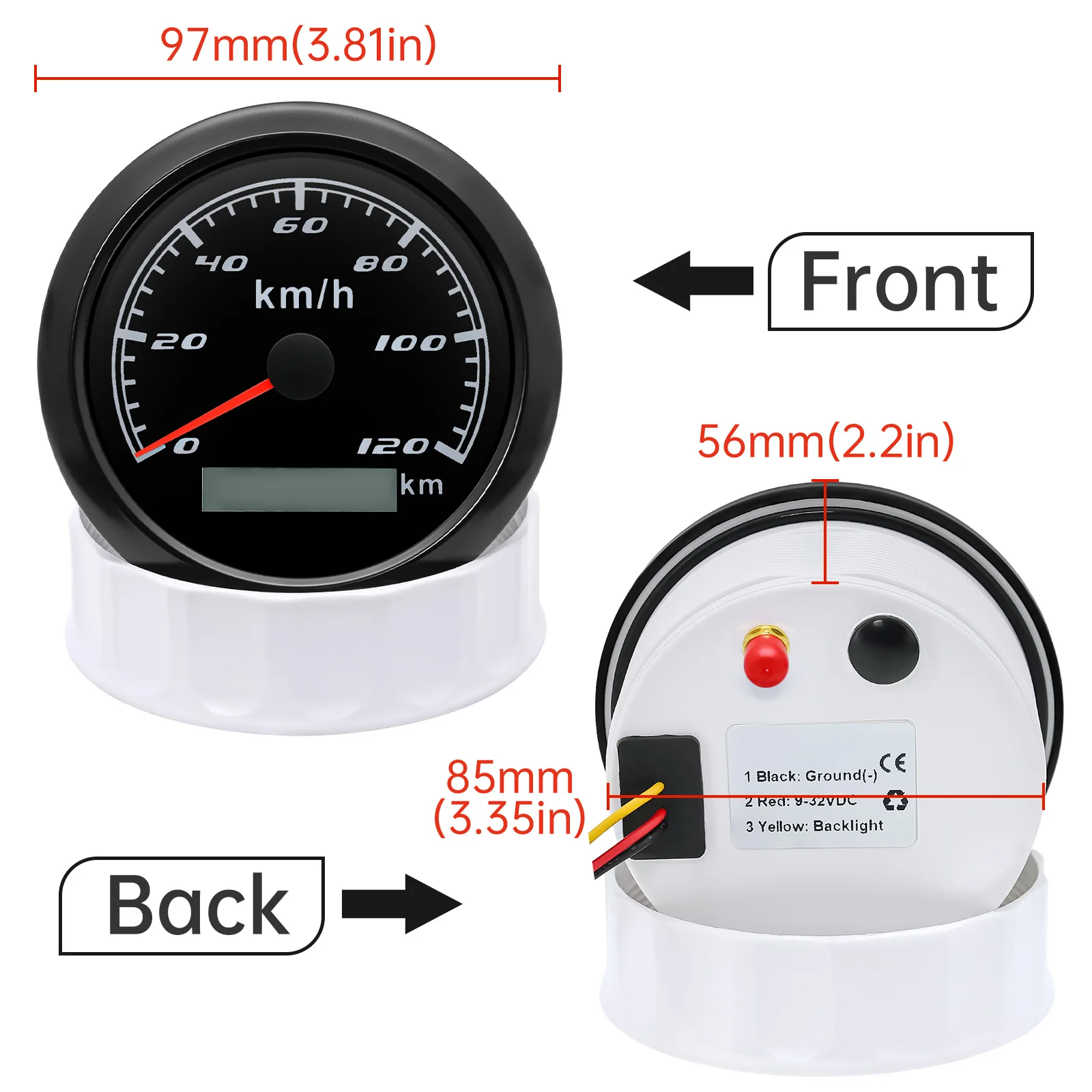 85MM Boat Car GPS Speedometer 120km/h Waterproof Speed Gauge 7 Colors Backlight Fit Mairne Yacht ATV With GPS Antenna 12V 24V