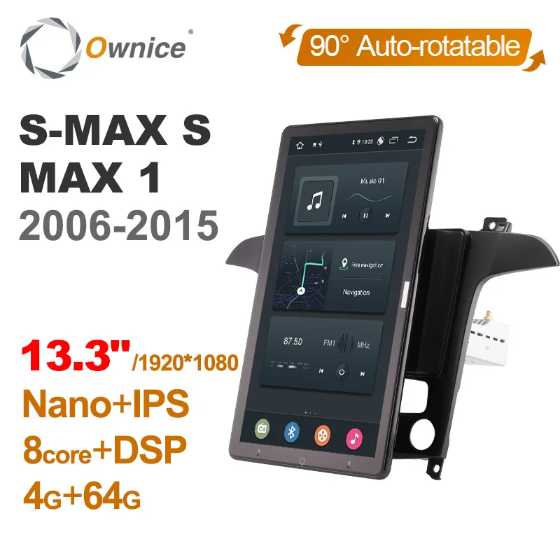 

TS10 Android 12.0 Ownice Car Radio Auto for Ford S-MAX S MAX 1 2006-2015 13.3" No DVD Support USB Tesla Style Nano 1920*1080