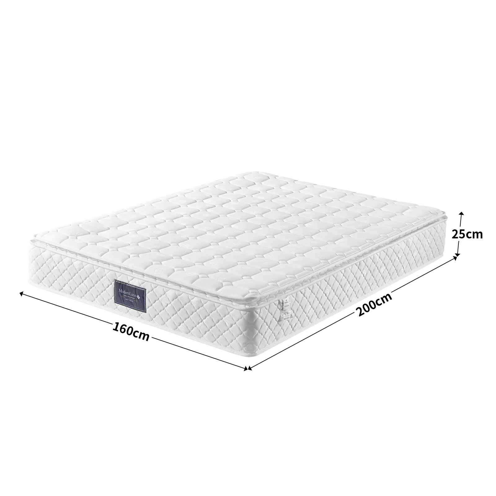 Fangange Matras met pocketvering 90-140-160 x 200 cm, Oeko-Tex gecertificeerd, ergonomisch 7 zones, dikte 25 cm, wit