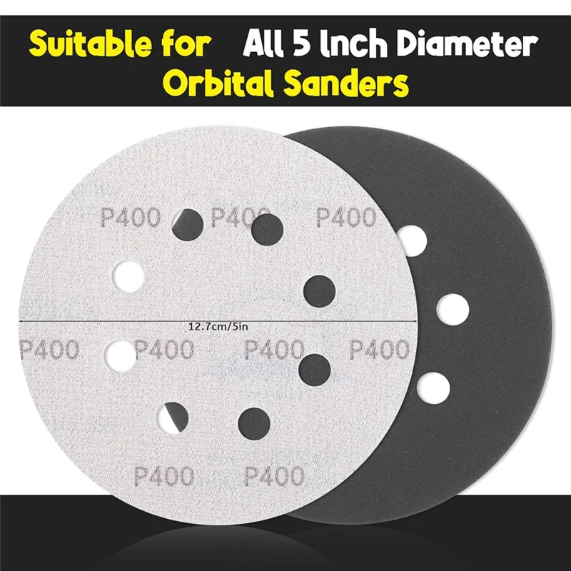 A76X-140 stuks 5 inch nat-droog schuurschijven, klittenband schuurpapier 8 gaten vlakschuurpapier voor vlakschuurmachine