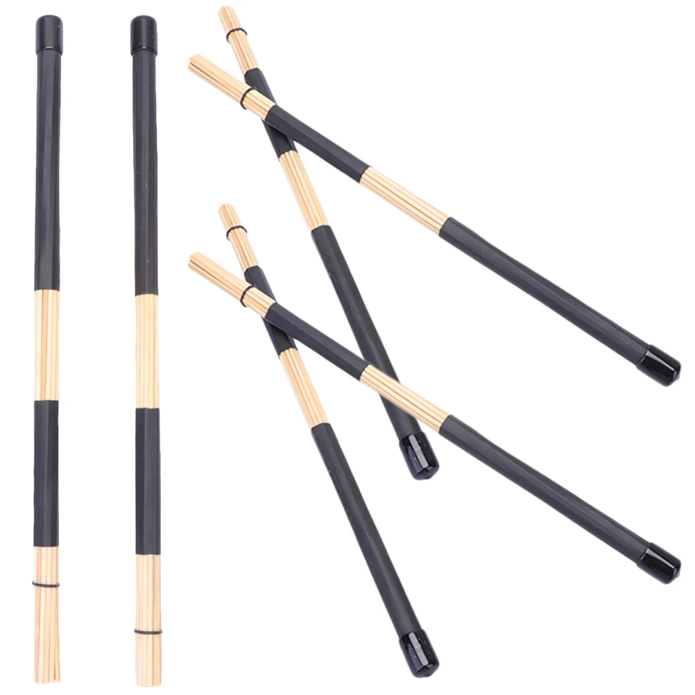 

3 Pairs Drumsticks Blowing and Bamboo Brush Rods Percussion Bass Student Use