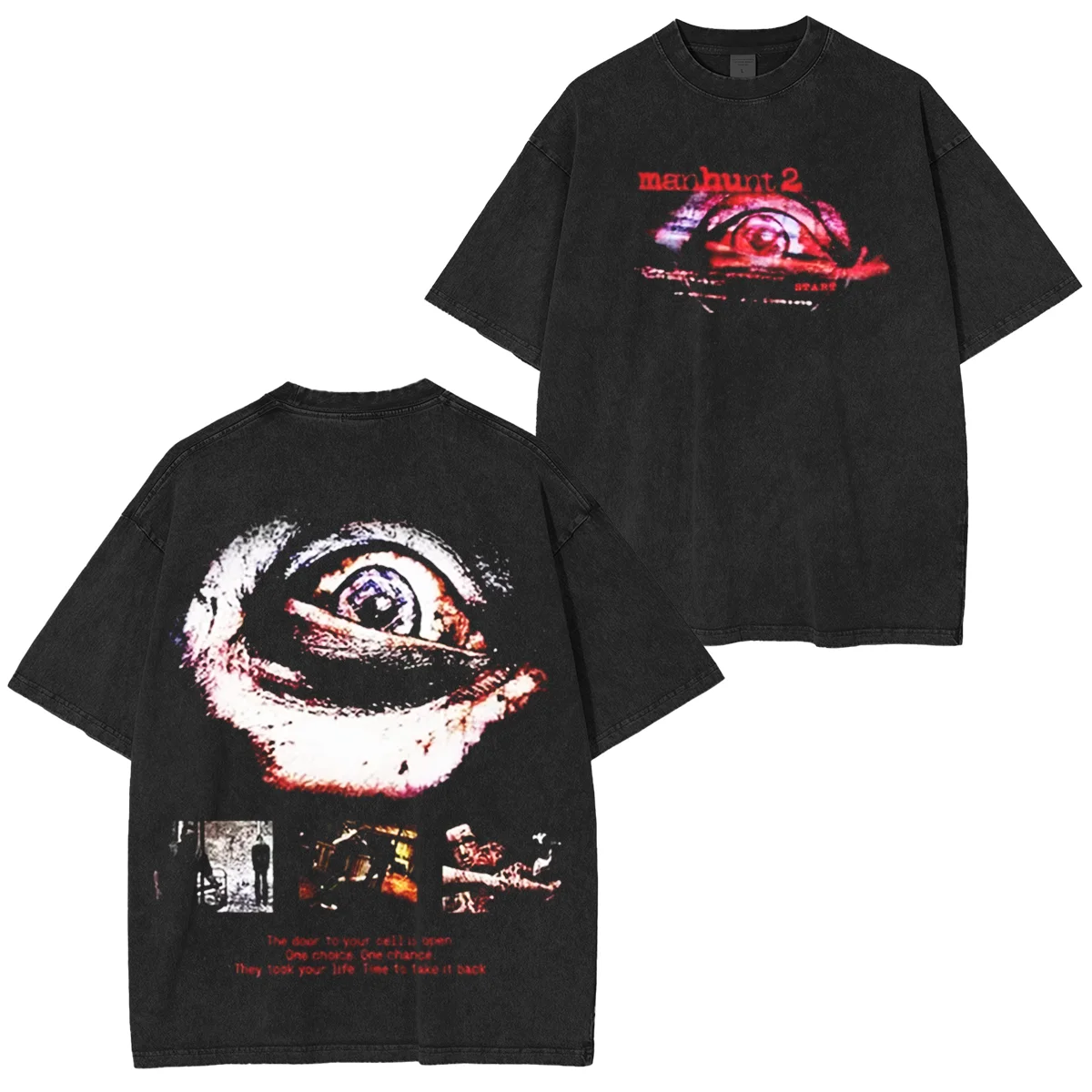 Manhunt Unisex Washed T-Shirt Men Women Oversized Streetwear Short Sleeve Classic Game Gifts for Fans Tee Female Male Clothing