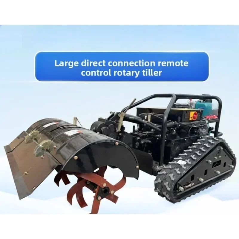 Remote control crawler diesel rotary tiller pastoral management machine lawn mower scarifier tiller