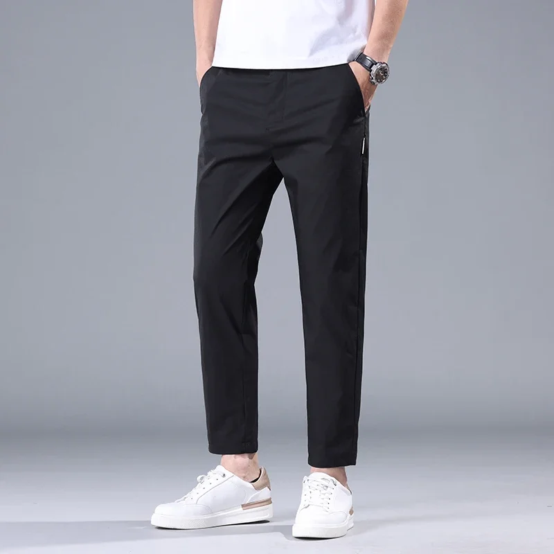 Korean Popular Clothes Summer Men's Casual Pants Fashion Loose Straight Thin Business Suit Trendy Simple Long Pants