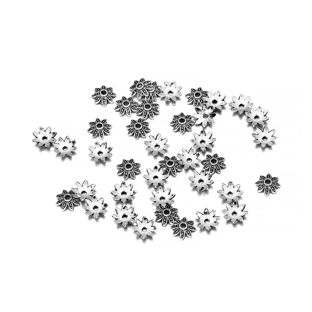 20-100pcs/lot 8 Petals Antique Relief Flower Flow Loose Sparer End Bead Caps For DIY Jewelry Making Bracelet Accessories