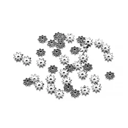 20-100pcs/lot 8 Petals Antique Relief Flower Flow Loose Sparer End Bead Caps For DIY Jewelry Making Bracelet Accessories
