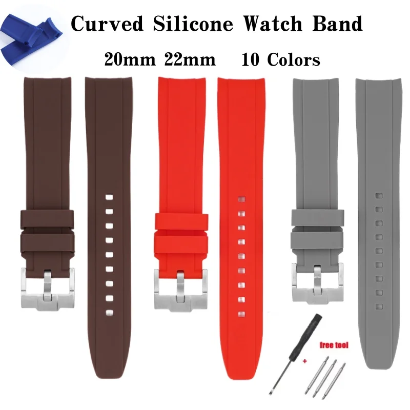 20 22mm Silicone Watch Band Strap for Rolex Submariner Yacht Master Green Blue Black Water Ghost Sports Wristwatch Accessories