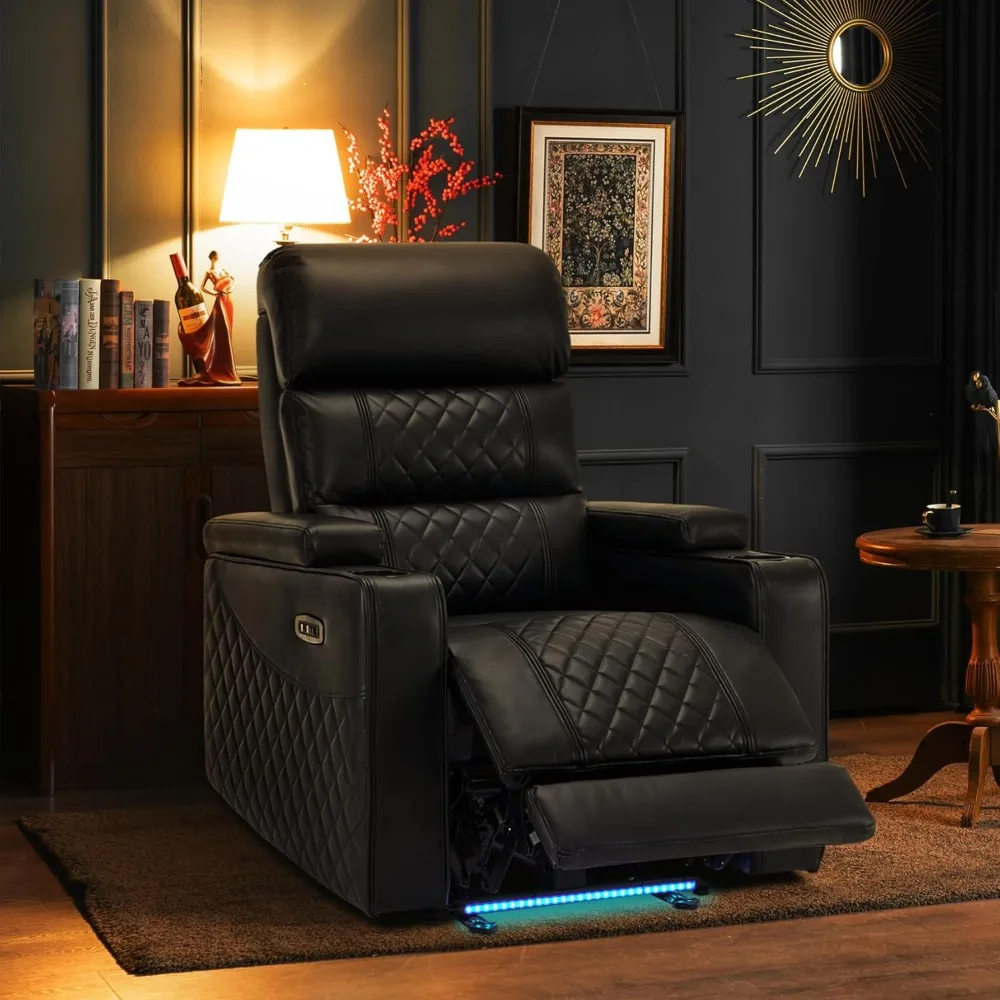 Reclining Sofas Power Recliner Chair with Adjustable Headrest Home Theater Seating with USB & Type-C Port