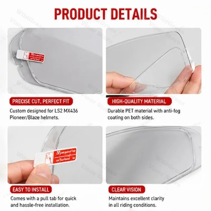 Motorcycle Helmet Visor Film Anti Fog for LS2 MX436 Lens Anti Fog Film Motorcycle Helmet Accessories