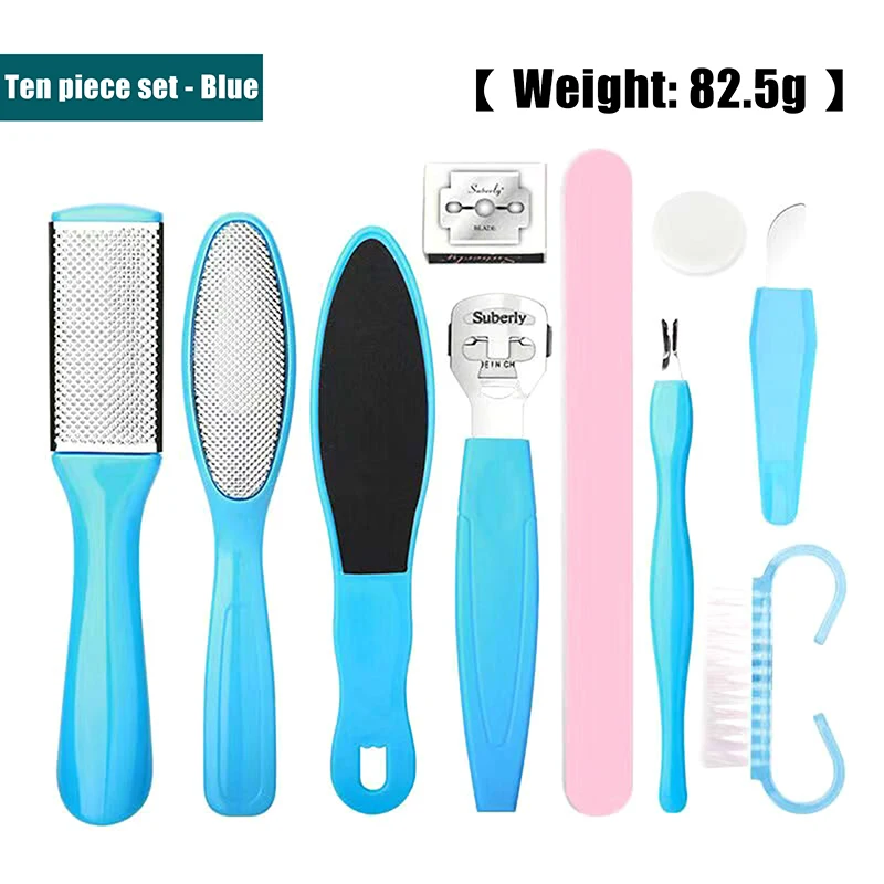 8Pcs/10Pcs Pedicure Set Peeling And Exfoliating Calluses Foot Scrubbing Brush Stainless Steel Double-sided Foot Care Pedal Stone