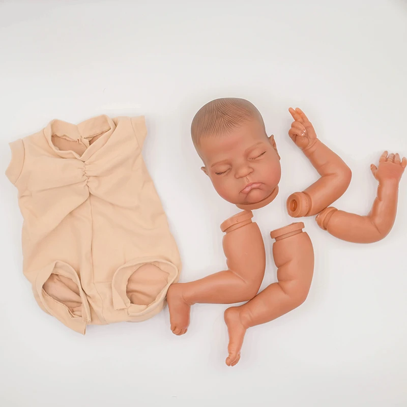 19inch 48cm Remi Painted Kit Dark Brown Skin Already Painted Lifelike Reborn Doll Parts with Cloth Body