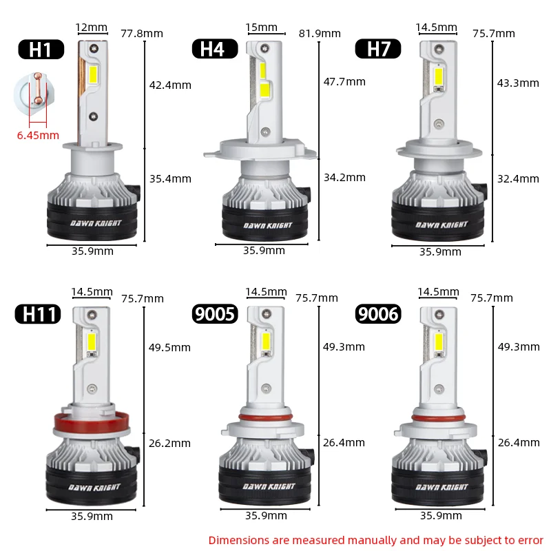 DAWNKNIGHT-bombillas Led para faros delanteros de coche, tubo de cobre, enchufar y usar, 12v, K8C, 40W, K7C, H7, H4, H1, H11, HB3, 9005, HB4, 9006