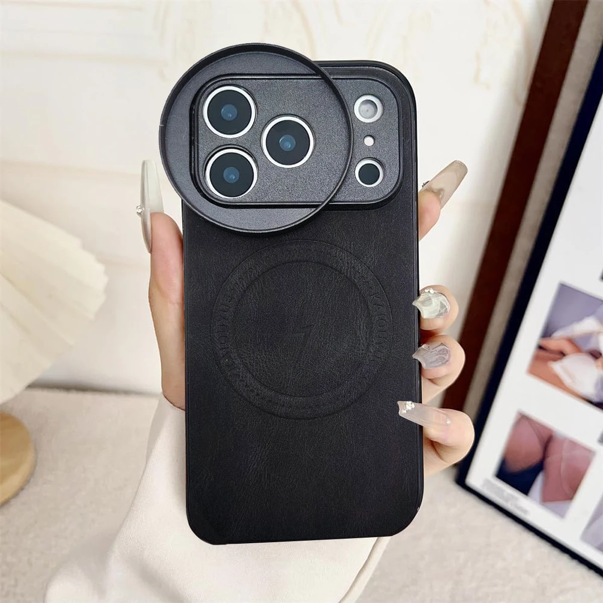 Роскошный чехол из овчины с магнитной беспроводной зарядкой для телефона с интерфейсом фильтра 58 мм, чехол для объектива телефона для iphone 17 pro 17pro max