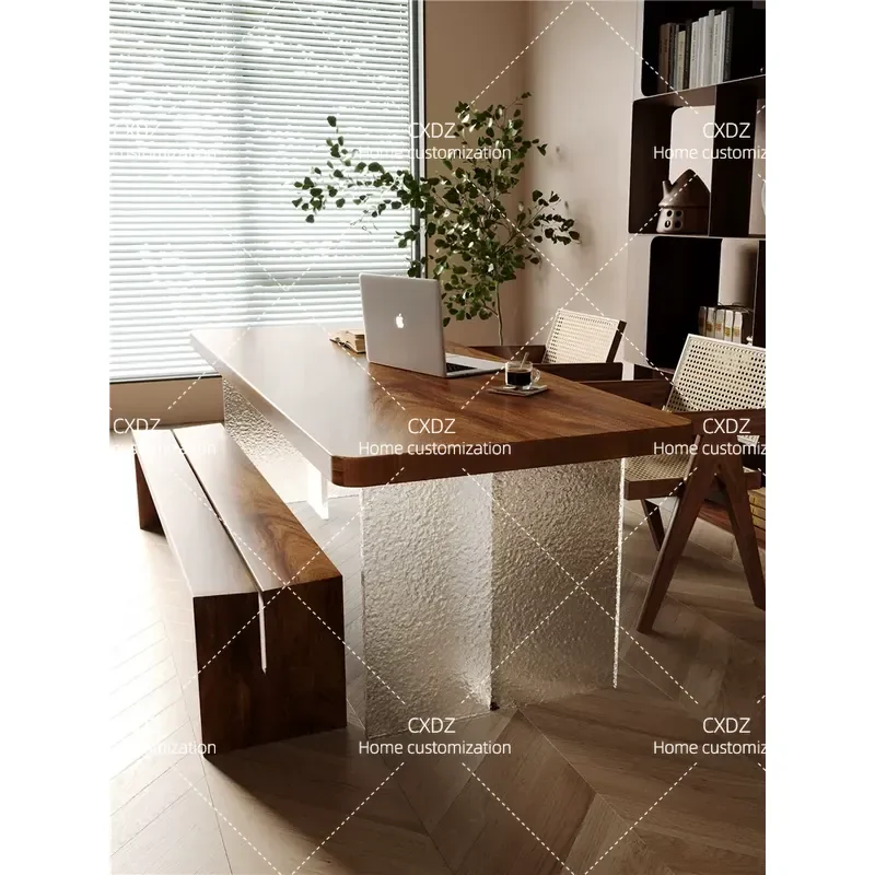 Modern Black Walnut Large Desk Luxury Study Table for Living Room Reading Home Office Furniture High End Sensibility Design