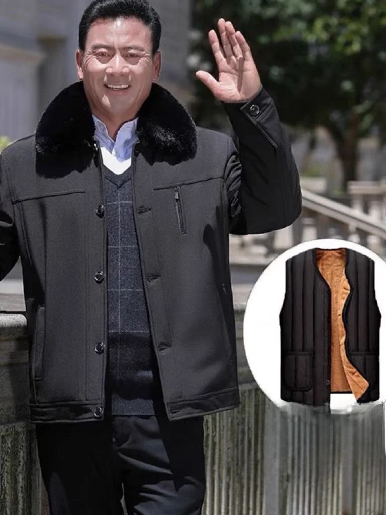 

Мужская зимняя хлопковая куртка Thiened Fce на подкладке, свободная теплая деловая повседневная одежда из полиэфирного волокна 60-летний 70 лет