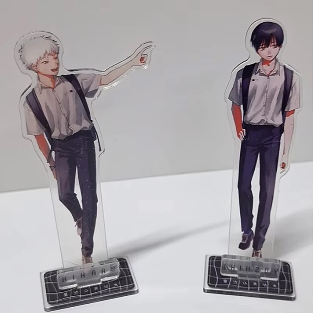 2-teiliges Set Anime-Cartoon „The Summer Hikaru Died“ Hikaru Indo Tsujinaka Yoshiki Cosplay Niedliche Acryl-Figur Standmodell Tischdekoration – Detail 3