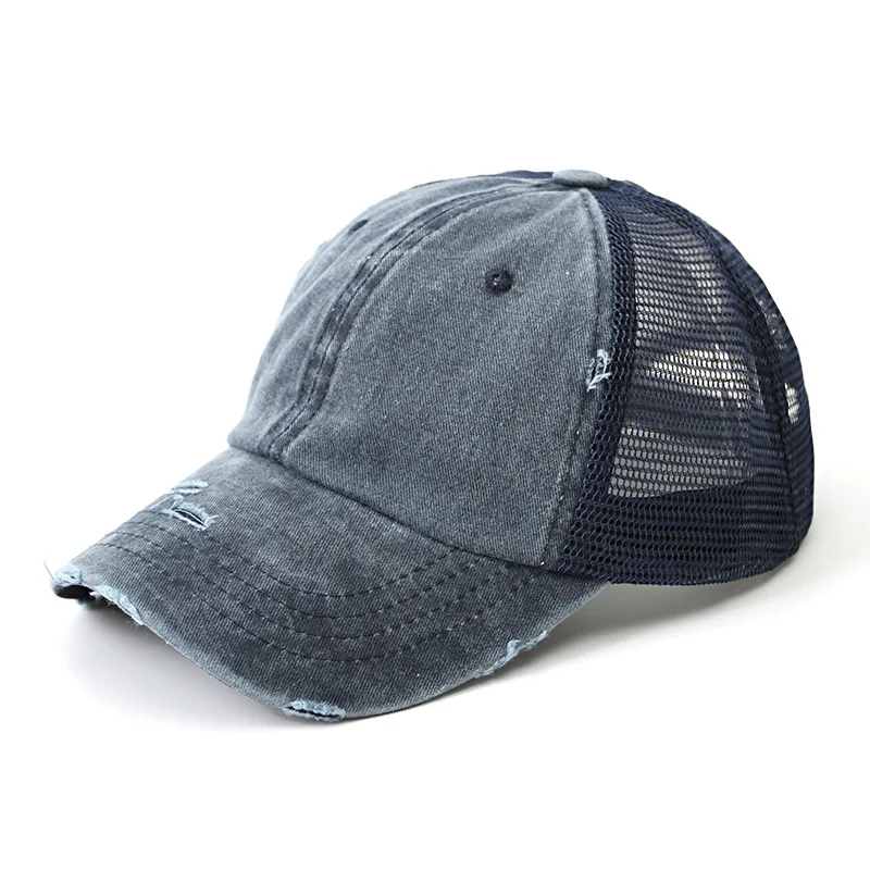 Vintage Ponytail Baseball Cap Women Adjustable Snapback Hat
