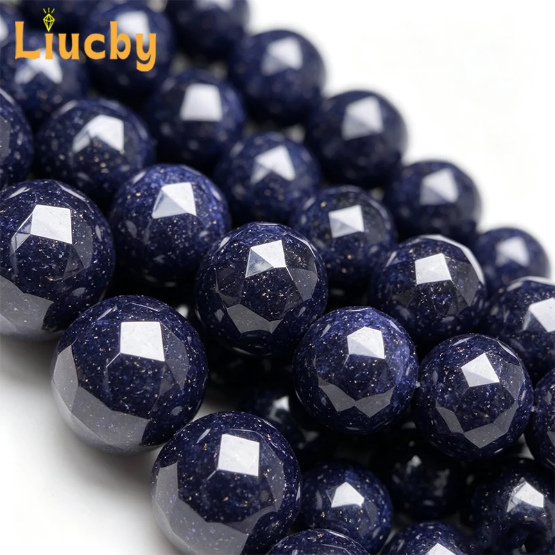 Facettierte dunkelblaue Sandstein-Natursteinperlen, 15 Zoll, Großhandel, 4/6/8/10/12 mm, DIY-Ohrringe, Armbänder, Halsketten für die Schmuckherstellung – Detail 6