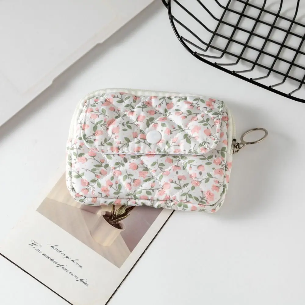 New Cartoon Floral Coin Purse Bow Print Large Capacity Storage Bag Wallet