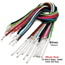 3 Pcs/Lot 3.5/4mm Three-Strand Rope Handmade Adjustable Braided Rope Necklaces Pendant Findings Lobster Clasp Charms String Cord