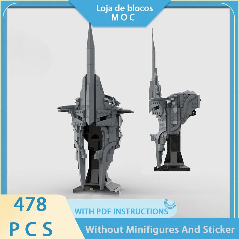 Exquisite new MOC building block ring movie set model Witch King helmet technology modular holiday gift toy DIY assembly set