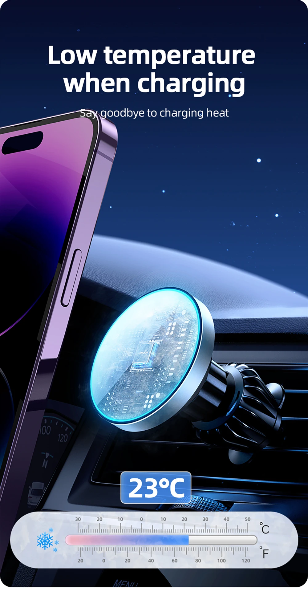 Joyroom magnetischer Autotelefon halter 15w kabelloser Lade telefon halter Auto-Entlüftung sclip Telefon halterung für iPhone 12-15 Serie – Detail 6