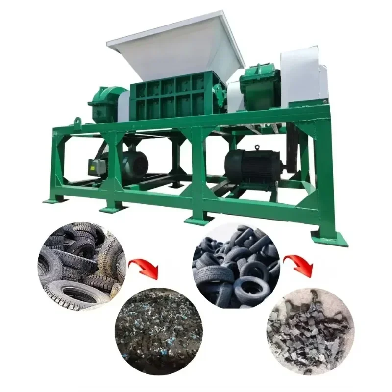 Waste Tire Shredding Machine Waste Tire Recycling Production Line Recycling Machine Industry Plastic Material Tire Metal Crusher