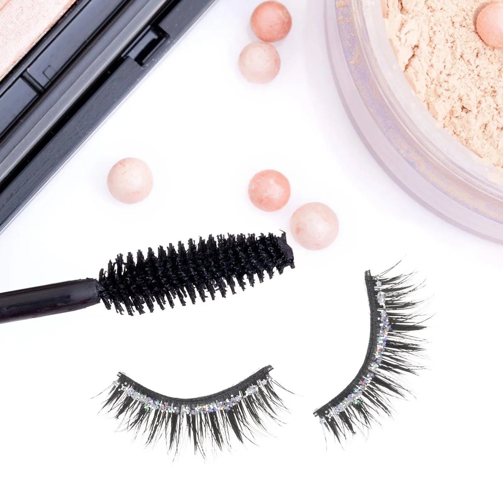 5Pairs Glitter Gefälschte Wimpern Langlebiges Make-Up Zubehör Künstliche Faser Wimpern Frauen Auge