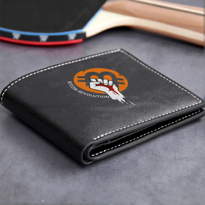 BITCOIN REVOLUTION PU LEATHER MEN'S WALLET SLIM LIGHTWEIGHT DURABLE DESIGN WITH ICONIC FIST LOGO PREMIUM BUSINESS STYLE