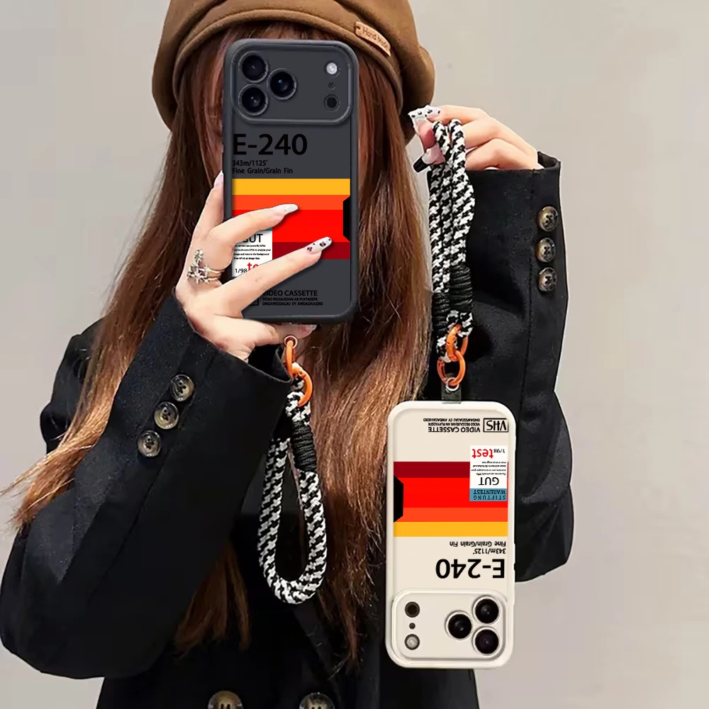 Y2K Retro Industriestil Silikonhülle für iPhone 16 17 Pro Max Hüllen Telefon 11 12 13 ProMax 14 15 Plus mit Lanyard Weiche Abdeckung – Detail 1