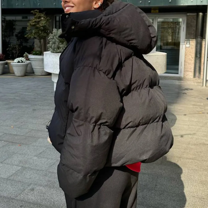 HKSH 2025 冬新作 レディース 中綿ジャケット フード付き ジップボタン 無地 多用途 エレガント カジュアル 暖かい パデッドコート HK14919