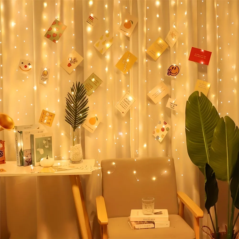 3/6M Battery Power LED Curtain String Light Ramadan Decoration for Home Fairy Valentine's Day Eid Mubarak Wedding Birthday