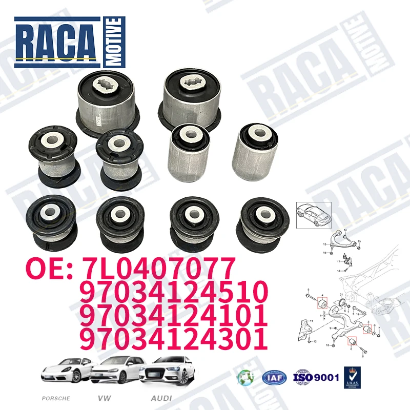 

For Porsche Panamera 3.6L Platinum 4.8L S Upper Lower Control Arm Bush Bushing kit 97034124510 7L0407077 97034124101 97034124301