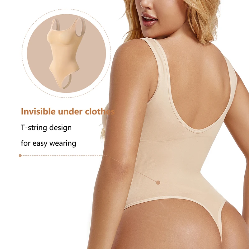 Bodysuit for Women Sexy Backless Tummy Control Shapewear Seamless Sculpting Thong Body Shaper Tank Top