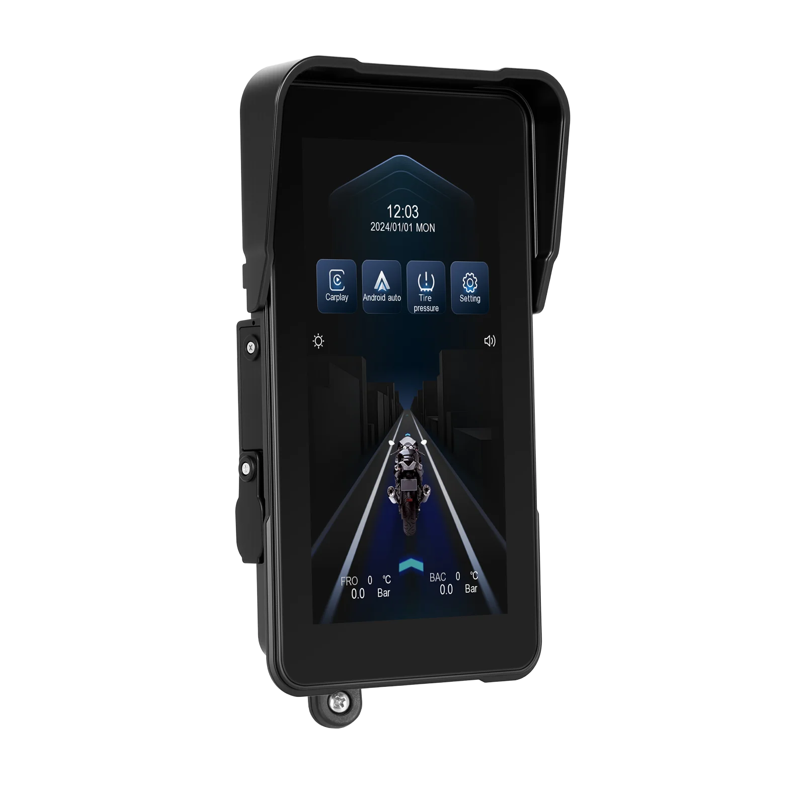 Podofo 5-Zoll-Vertikalbildschirm, intelligentes Motorrad-Display, kabelloses Carplay, Android-Auto-Navigation, IP68, wasserdicht, BT, Helligkeitseinstellung, Motorrad-Monitor, 12 V, mehrere Sprachen, tragbarer Monitor, Smart Player – Detail 26