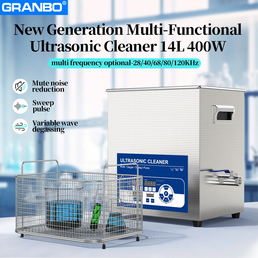 New 14L 400W Digital Ultrasonic Cleaner 40/68/80/120KHz Multi-frequencies Option Complex Cleaning Tasks Appliance