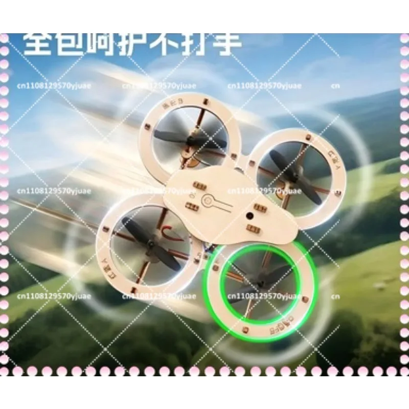 Wooden DIY Drone Kit Build Your Own Quadcopter Toy for Kids Remote Control Airplane Model STEM Educational Craft Gift