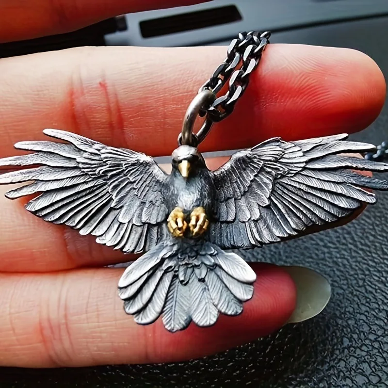 Retro Alloy Falcon Pendant Animal Eagle Necklace Men Women Hip Hop Punk Jewelry