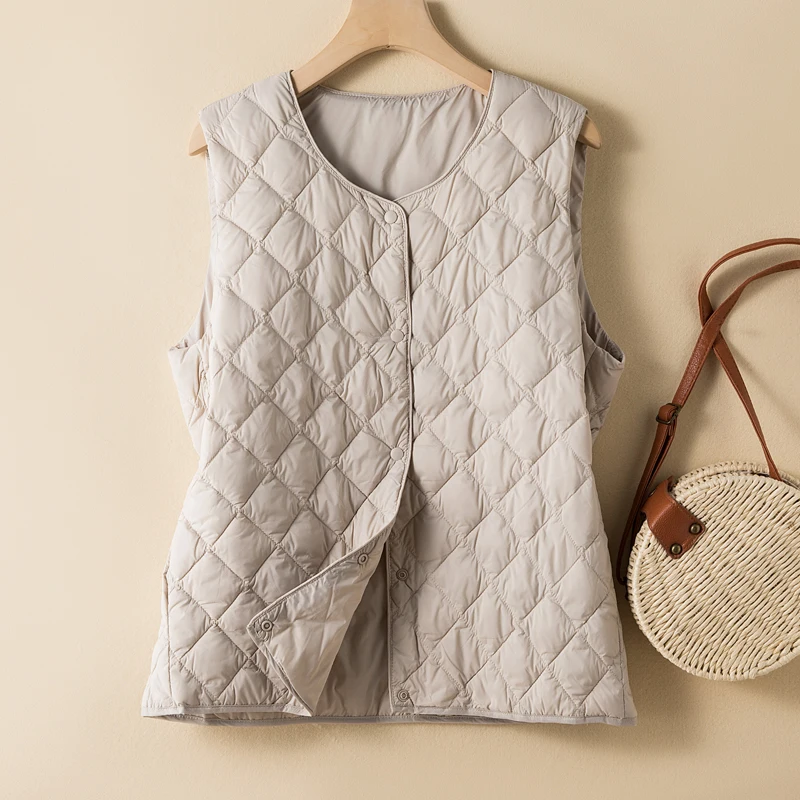 

Lightweight Thermal Women's down Cotton Vest Padded Coat Base Layer Vest Outerwear Commute Sle round Ne Single Button