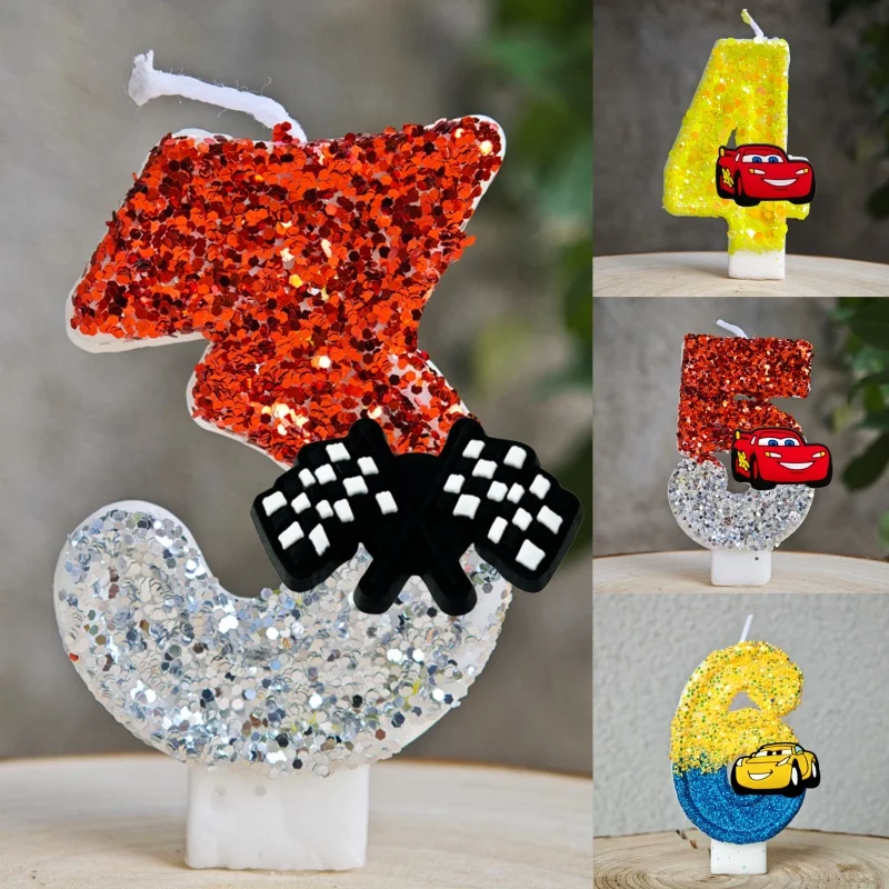شموع ماكوين أنيمي كعكة ديكور موضوع 0-9 عدد شموع حفلة عيد ميلاد كعكة توبر أطفال استحمام الطفل هدية المورد