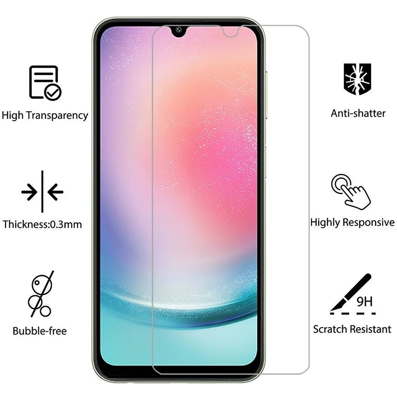 Phone Case for Samsung Galaxy A54 A34 A24 A14 A04 A04S A04E 5G Tempered Glass on A54 A34 A24 A14 A04 S E A04S 54A 34A 14A Back C