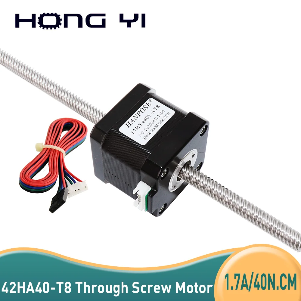 

NEMA17 through screw stepper motor 42HA40-T8*2 1.7A 40N.CM 300MM stepper motor For 3D Printer CNC milling machine