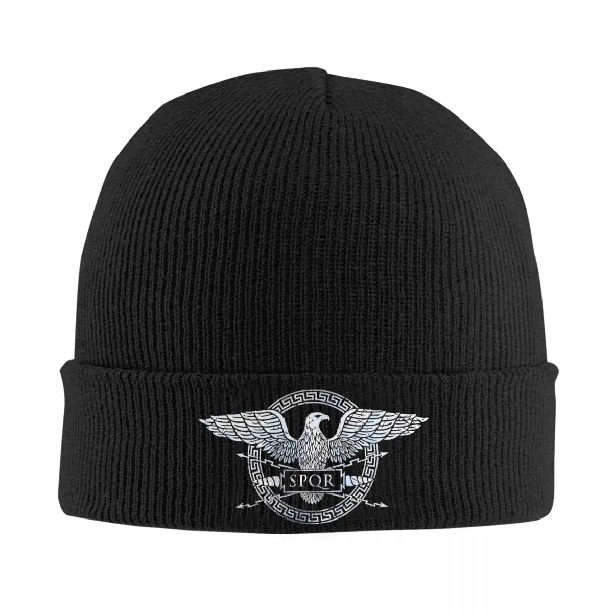 SPQR Roman Empire Eagle Emblem Knitted Caps Women's Men's Beanies Autumn Winter Hat Vintage White Crochet Melon Cap