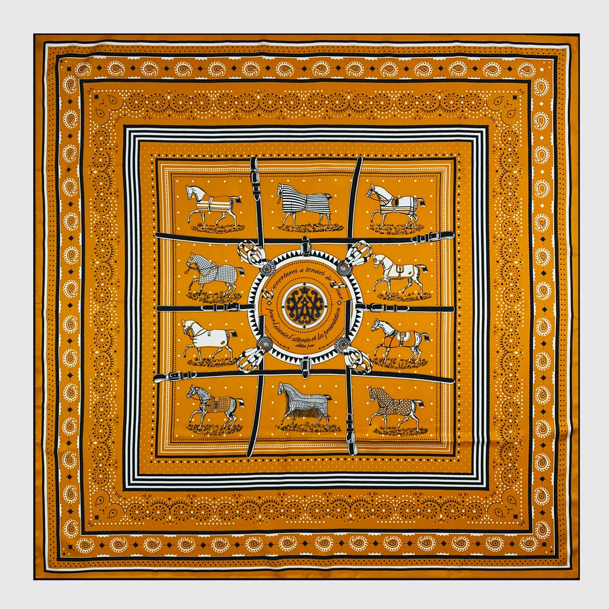 90cm Hand Rolled Horse Design Twill Silk Square Scarf Women Shawl Brand Hijab Scarf Foulard Head Scarves Design Bandana