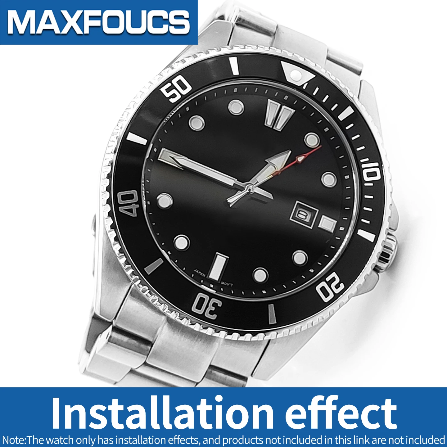 MDV-106 Gehäuse MOD Swordfish Stahl-Uhrengehäuse 3-Uhr-Position Glänzende/Gebürstete Lünette Eingesetzte Krone Gehäuseboden Saphirglas Kundenspezifisches Teil – Detail 6