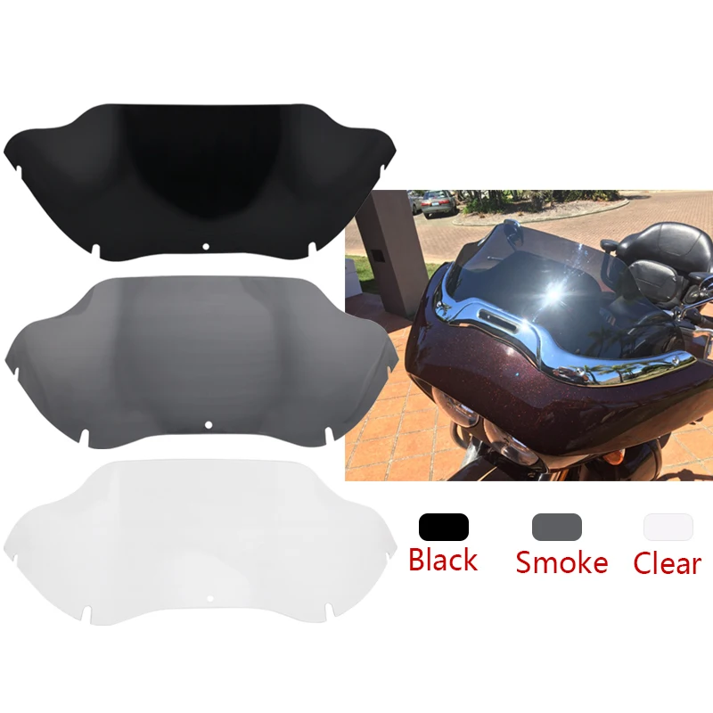 

Motorcycle Black/Smoke/Clear 9.5" Windshield Wind Deflector Front Windscreen For Harley Road Glide CVO FLTR FLTRX 1998-2013 New