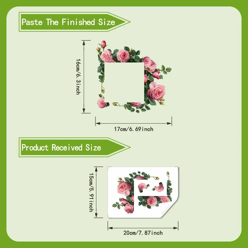 PVC-Based Pink Rose Wall Sticker for Light Switch and Outlet Plate Decoration Indoor Use on Smooth Flat Surfaces