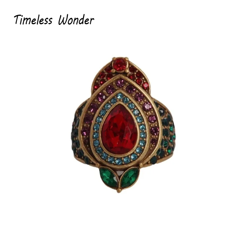 

Timeless Wonder Retro Geo Rhinestone Cocktail Rings for Women Designer Jewelry Goth Top Party Ins Trendy Gift Rare Kpop 6443