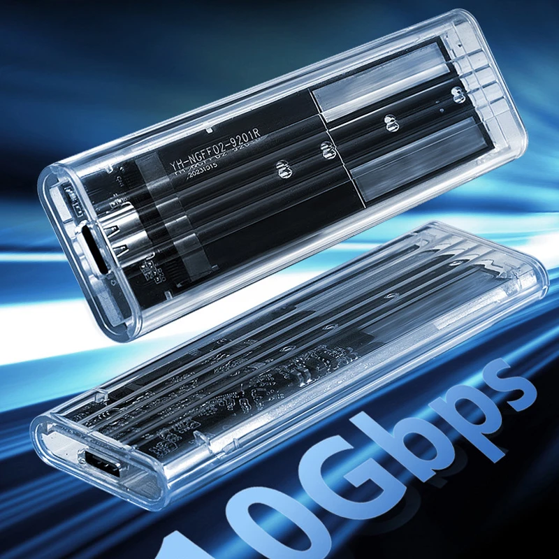 M.2 NVME PCIe/NGFF SATA SSD Case Transparent External Enclosure USB Type C 3.1 10Gbps M2 B+M Key/M Key For 4TB SSD Hard Disk Box
