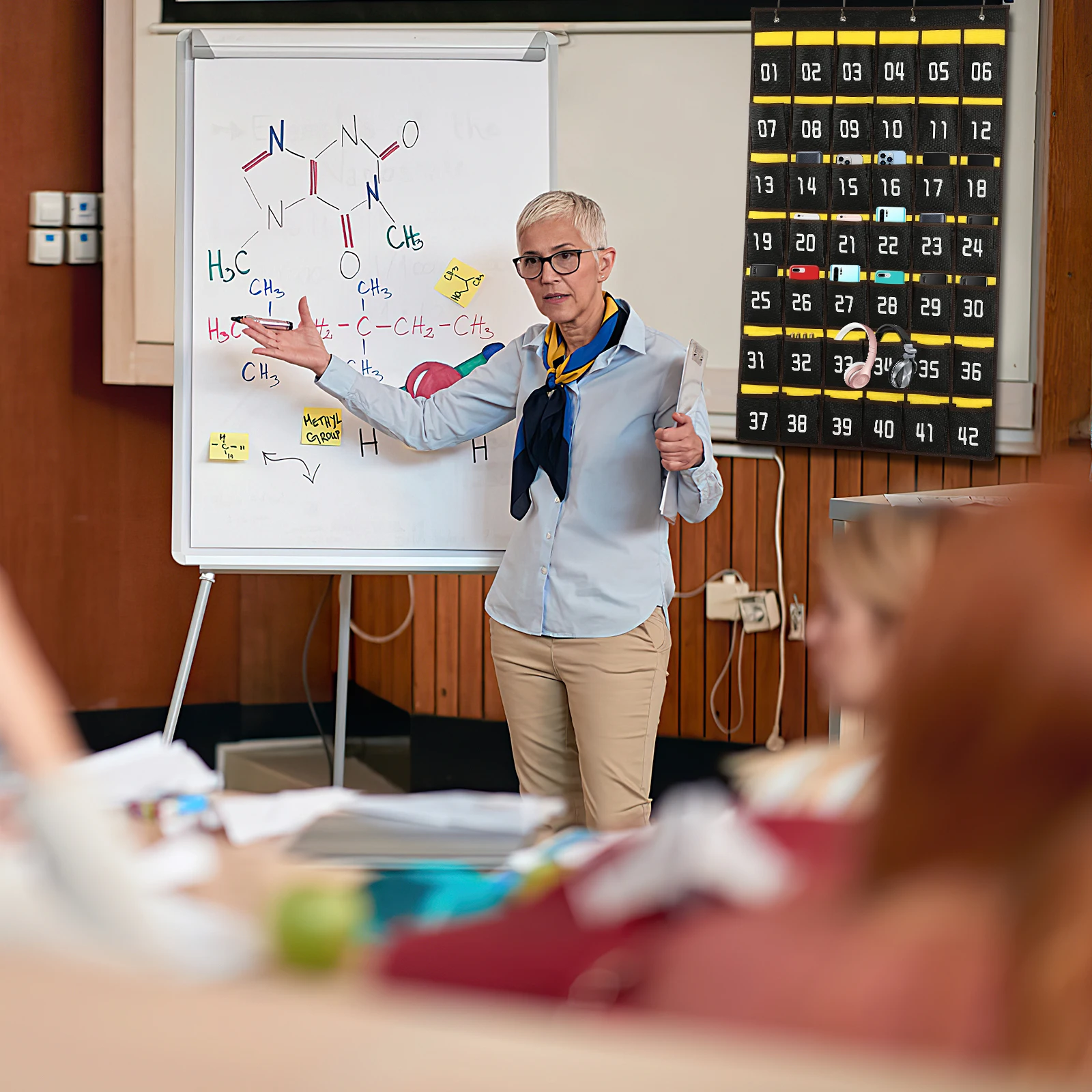 

42 Pocket Numbered Phone Holder Classroom Pocket Chart Hanging Organizer Calculator Storage Phone Hanging Bag Calculator Holder